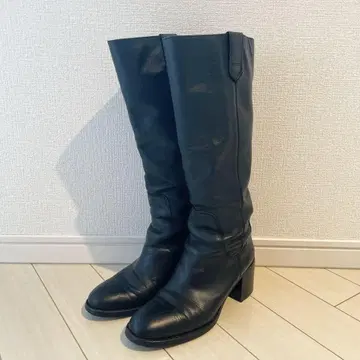 [ 천연 가죽 ] ZARA 26cm 롱 부츠 블랙 블랙