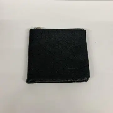 간사이 블랙 가죽 이단 접이식 지갑 지퍼 포함