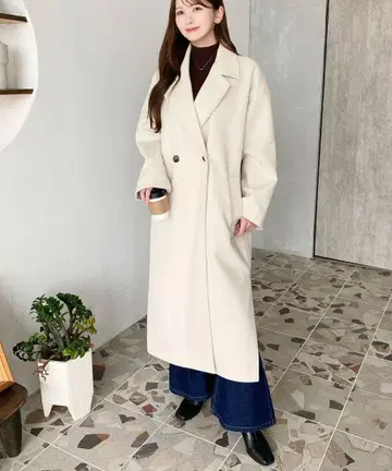[ 미사용 새상품 ] 아이보리 롱 체스터 코트