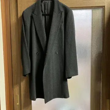 Y's 그레이 더블 브레스트 체스터 코트