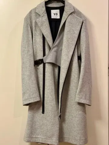 Y-3 그레이 비대칭 롱 코트 XS/S