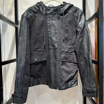 7 for all mankind 가죽 후디 S 블랙
