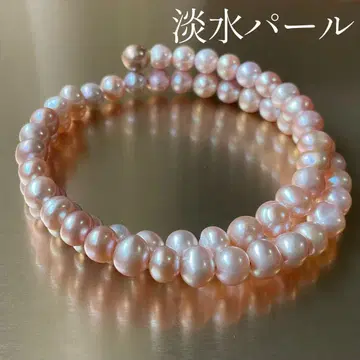 담수 진주 (핑크 염색) 이중 팔찌 천연 소재 고급 디자인