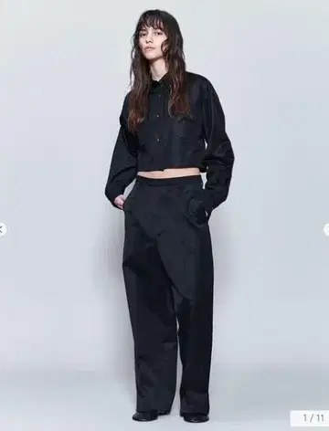 6(ROKU) 로쿠 코튼 큐프라 린넨 새틴 크롭 셔츠