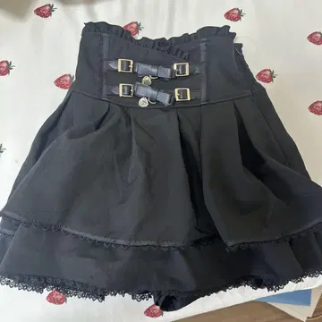 LIZLISA 2단 리본 벨트 치마바지 블랙