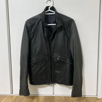MEN'S MELROSE 블랙 싱글 라이더 천연 가죽