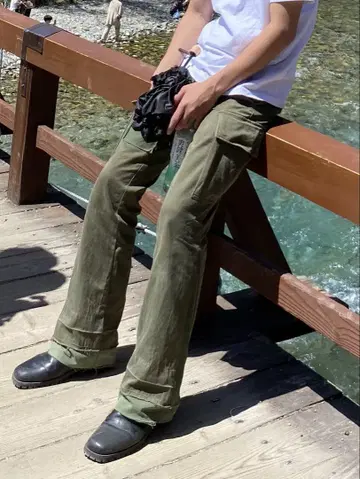 리메이크 카고 팬츠 올리브 그린