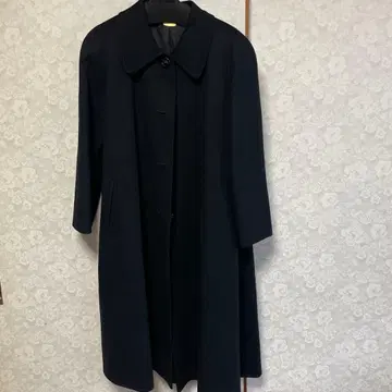 블랙 캐시미어 혼방 롱 코트