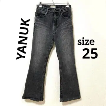 새상품급 YANUK 야누크 부츠컷 데님 플레어 다크 그레이 26
