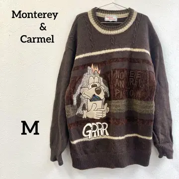 Monterey & Carmel 니트 스웨터 캐릭터 자수 강아지 패턴