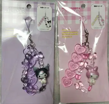 마이멜로디 & 쿠로미 비즈 스트랩 마이파치룬 최애 명찰