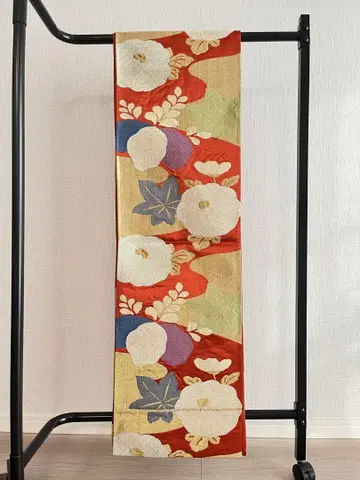 화려한 꽃무늬 후쿠로 오비 앤티크