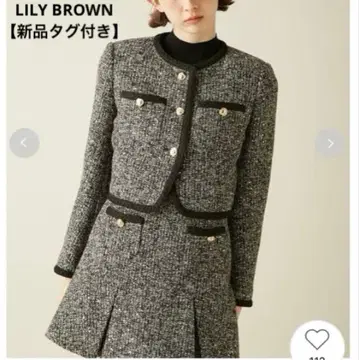 택 포함 새상품 LILY BROWN 트위드 숏 자켓 BLK 프리