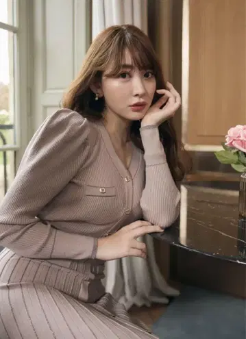 Herlipto 스위트 룸 니트 롱 드레스
