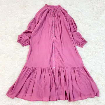 카프리슈 레마쥬 셔츠 티어드 원피스 긴팔 퍼프 슬리브 얇은 소재 면