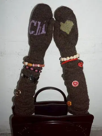 스컬프터 장갑 니트 그로브 다크 브라운 니트 암커버