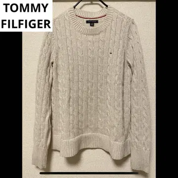[ 시착만 한 상품 ] TOMMY HILFIGER 화이트 라메 면 니트