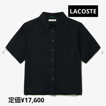 LACOSTE 린넨코튼 5부 소매 셔츠 블랙