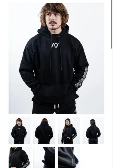 A7 DG SLEEVE UNISEX 후디 BLACK