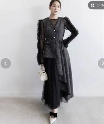 란다 RANDA 튤 레이어드 자켓 원피스 ( BLACK )