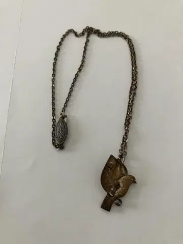 야마다 레이코 디자인 새 모티브 실버 목걸이