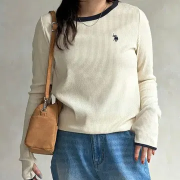 U.S.POLO 크루넥 리브 롱T