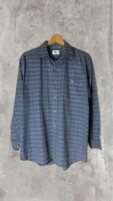 LACOSTE 체크 무늬 긴팔 플란넬 셔츠 그레이 계열