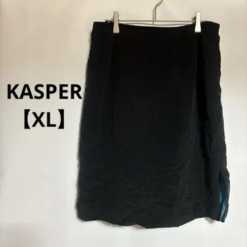 1점만 KASPER [ XL ] 블랙 사이드 슬릿 스커트 무릎 기장