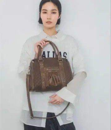 미사용 새상품 JEANASIS 앤티크 인조 가죽 보스턴 브라운 계열
