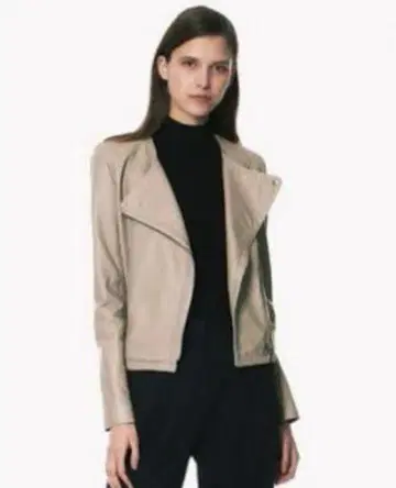 Theory 베이지 양가죽 라이더 자켓 S