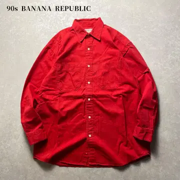 90s BANANA REPUBLIC 옥스퍼드 워크 셔츠 긴팔 레드 빨간색