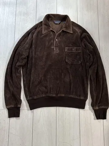 70s 몽고메리 워드 브라운 벨로아 스키퍼 피케 셔츠