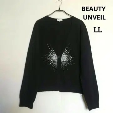 BEAUTY UNVEIL 펄 장식 V넥 가디건 블랙