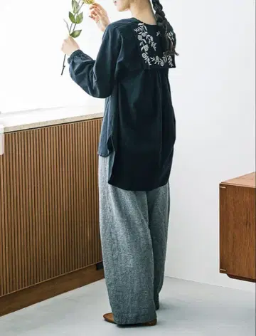 and myera 하운드 투스 와이드 팬츠 앤드마이라 린넨 가을
