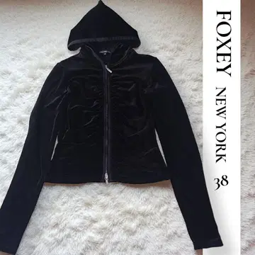FOXEY NEW YORK 벨로아 후드티 블랙 오닉스 블랙 38 새상품급