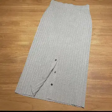 에브르 그레이 리브 타이트 스커트