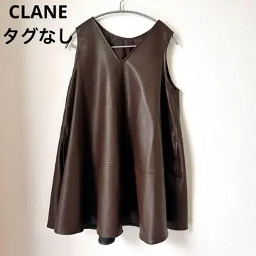 CLANEA 라인 에코 가죽 플레어 원피스 택 없음 클라네 원피스