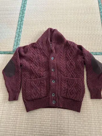 DAKS 버건디 케이블 니트 가디건