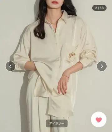 NEUNA 와셔 새틴 베이직 셔츠