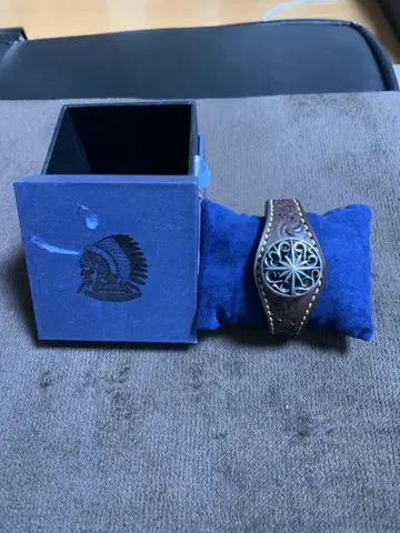 SAAD 가죽 뱅글 실버 네이비 콤초 포함