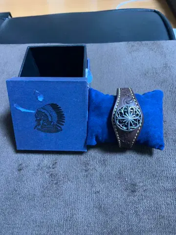 SAAD 가죽 뱅글 실버 네이비 콤초 포함