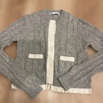 완판 선착순 ZARA 울 100% 케이블 니트 가디건 M