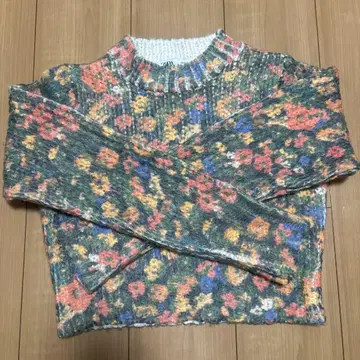 ZARA 꽃무늬 크롭 니트 스웨터 S