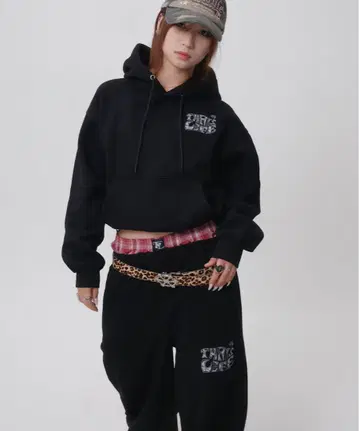 that's life 블랙 카모플라쥬 후드 부착 맨투맨 셋업