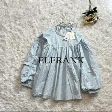 엘프랭크 ELFRANK 백리본 볼륨 슬리브 플레어 블라우스