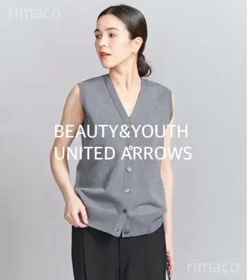 BEAUTY&YOUTH 프론트 버튼 V넥 니트 베스트