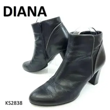 다이애나 새상품급 숏부츠 사이드 지퍼 스틸레토 가죽 24cm