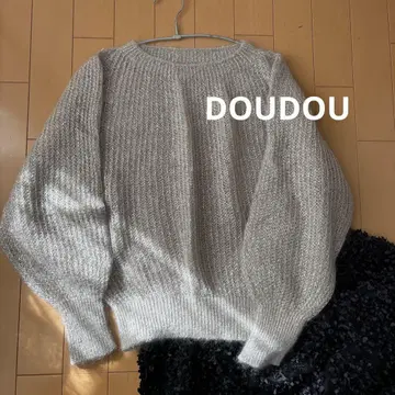 DOUDOU 모헤어 라메 핀턱 풀오버