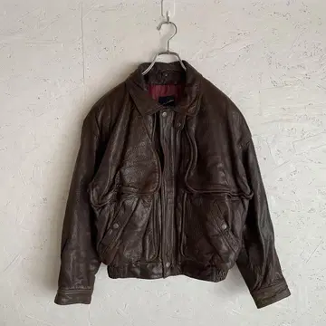 구제 의류 80's 90's 빈티지 A-2형 빅 실루엣 가죽 자켓