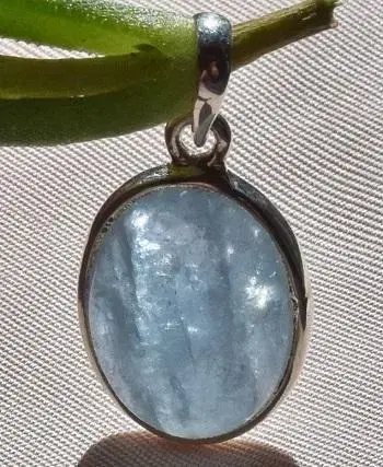 아쿠아 마린 오벌 카보숑 실버 펜던트 208